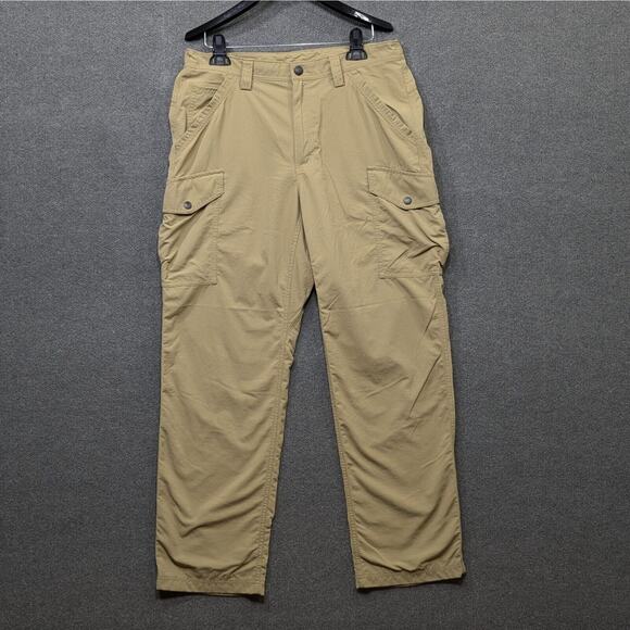Duluth Trading Cargo Pants Mens 34x32 Nylon Khaki Elastic Waist Lightweight - Picture 1 of 11